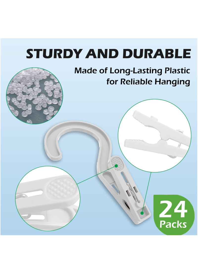 24pcs Laundry Hooks Plastic Clothes Boot Hangers Pins Super Strong Hanger Clips for Laundry Hooks Boot Hangers Plastic Clothes Pins Hanger Clips for Bathroom Travel Portable,White - Image 4