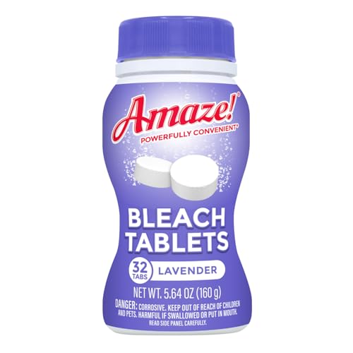AMAZE Ultra Concentrated Bleach Tablets [32 tablets] - Lavender Scent - for Laundry, Toilet, and Multipurpose Home Cleaning. No Splash Liquid Bleach Alternative - Image 1
