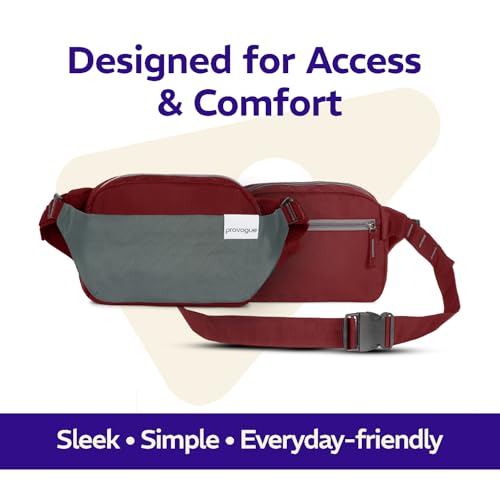 Provogue Rover Waist Bag for Men & Women, Crossbody Waist Pouch with Zippered Compartments & Adjustable Strap,Multipurpose Fanny Pack for Travel & Outdoor Activities Chest Bag, Wine Red - Image 3