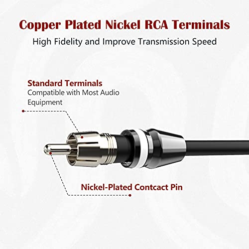 ROCKRIX 1ft 2 Female to 1 Male Nickel Plated RCA Y Adapter Splitter Connector Cable (2 Pack) - Image 4
