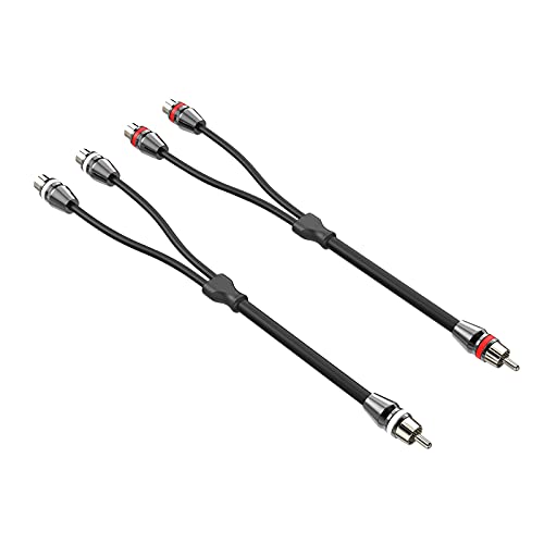 ROCKRIX 1ft 2 Female to 1 Male Nickel Plated RCA Y Adapter Splitter Connector Cable (2 Pack) - Image 1