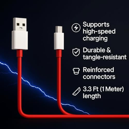 StuffHoods One Plus compatible 80W Charging Cable USB to Type C Warp Charger SuperVooc/Dash Fast Charge Cable for 11,11R,10 Pro,10R,10T,9RT,9R,8R,8T Charge Cable for 6/6T/7/7T,Nord,Ce2 Lite 5G,Ce 3 5G,Ce3 - Image 2