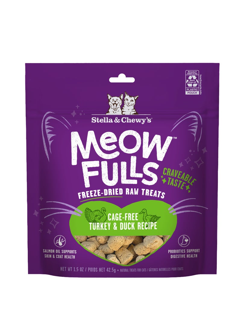 Stella & Chewy's Meowfulls Freeze Dried Cat Treats Turkey And Duck Recipe Bag 42.5G - Image 1
