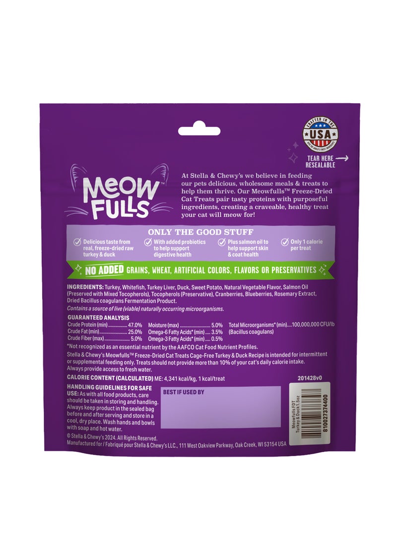 Stella & Chewy's Meowfulls Freeze Dried Cat Treats Turkey And Duck Recipe Bag 42.5G - Image 2