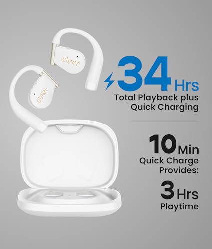 Cleer ARC 4 Plus Open Ear Earbuds,True Wireless Bluetooth Earphones with Dolby Audio and Head Tracking, Earhook Earbuds with 34H Playtime, IPX7 Waterproof Sports Headphones for Workout, EQ, White - Image 5