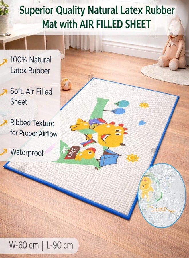 MINI SOUL Air-Filled Waterproof Baby Play Mat 60×90 cm Dino Print Natural Latex Baby Massage & Crawling Mat Non-Toxic, Anti-Slip Baby Rubber Mat for Diaper Changing, Floor Play & Bed Protection Blue - Image 3