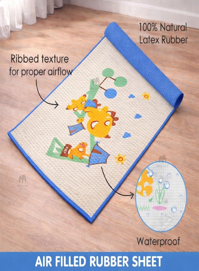 MINI SOUL Air-Filled Waterproof Baby Play Mat 60×90 cm Dino Print Natural Latex Baby Massage & Crawling Mat Non-Toxic, Anti-Slip Baby Rubber Mat for Diaper Changing, Floor Play & Bed Protection Blue - Image 5