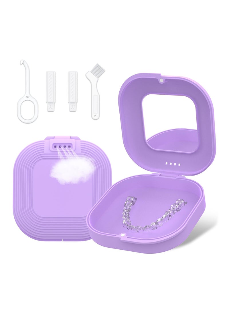SYOSI Retainer Case with Built-in Mirror for Dental Retainers, Ventilated Retainer Holder Case with Retainer Removal Tool, Chewies & Brush Compatible with Invisalign, Aligner and Night Guard Case - Image 1