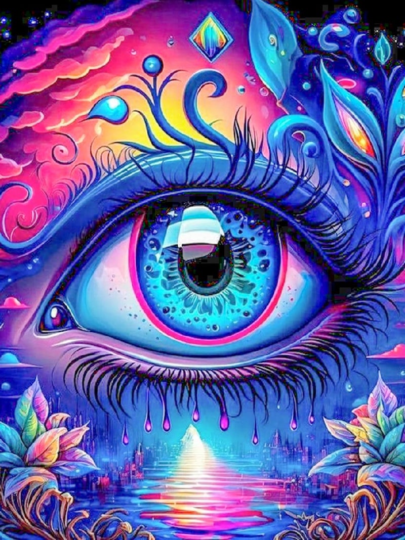 ijbnhd Diamond Art Kits for Adults DIY Colorful Eye Diamond Painting Kits for Beginners 5D Full Drill Round Eye Gem Art for Home Wall Decor 12X16in - Image 2