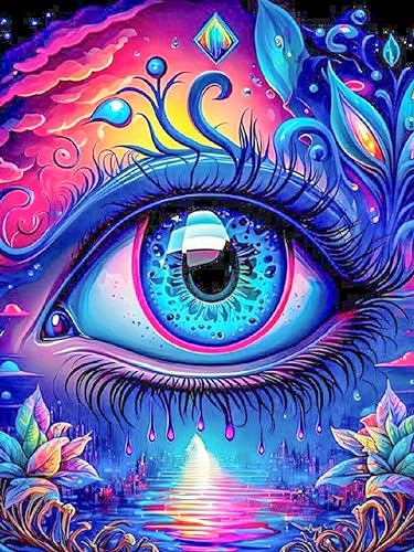 ijbnhd Diamond Art Kits for Adults DIY Colorful Eye Diamond Painting Kits for Beginners 5D Full Drill Round Eye Gem Art for Home Wall Decor 12X16in - Image 1