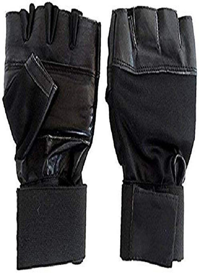 Korbax Gym & Fitness GlovesGym Gloves for Men, Training Gloves, Workout Gloves, Hand Glove Gym Workout, Leather Gloves Men, Gloves Men Workout, Finger Cut Gloves, Weight Training Gloves (Free Size, Black) - Image 1