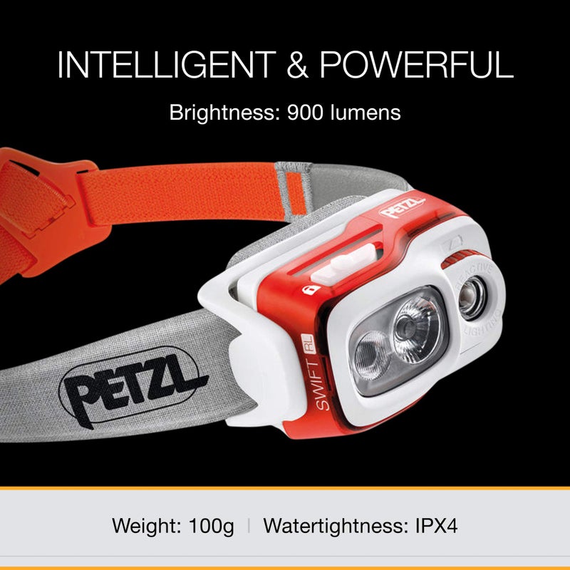 PETZL, Swift RL Rechargeable Headlamp with 900 Lumens & Automatic Brightness Adjustment, Orange - Image 5