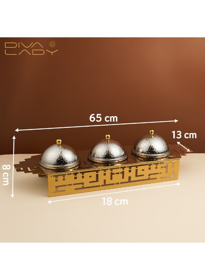 DIVA LADY ✨ Luxury Serving Set with 3 Date Bowls – Elegant Gold Design with a Premium Silver Finish - Image 4