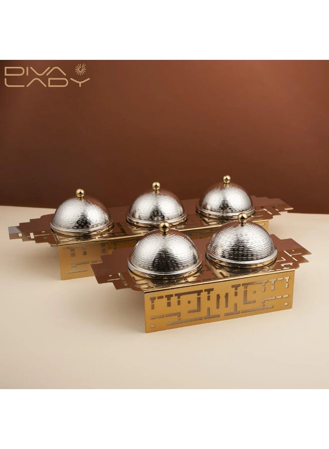 DIVA LADY ✨ Luxury Serving Set with 3 Date Bowls – Elegant Gold Design with a Premium Silver Finish - Image 2