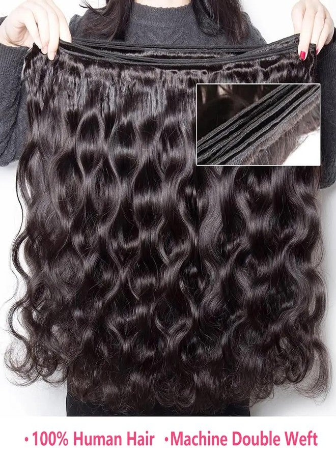 feibin Human Hair Bundles with Closure 18 20 22+16 Inch Body Wave Closure with bundles 100% Brazilian Virgin 3 Bundles Human Hair Weave with 4x4 Free Part Lace Closures Natural Black - Image 4