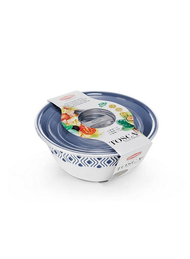 Stefanplast 3-Piece Tosca Multipurpose Plastic Bowl with Lid White and Blue 13 x 30.1 x 30.1 cm 55201 - Image 1