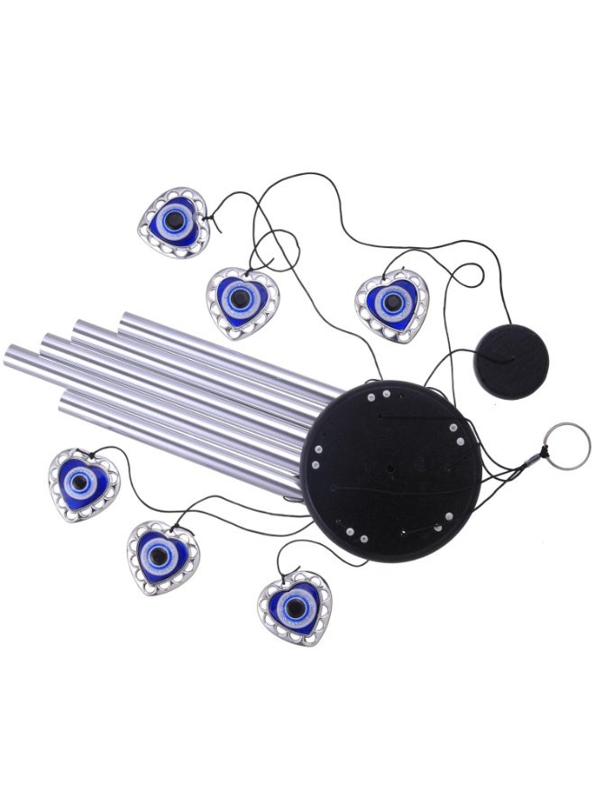 SYOSI Blue Evil Eye Wind Chimes, Heart-Shaped Windcatcher Outdoor Decor, Mobile Evil Eye Wind Bells Amulet for Home, Balcony, Patio, Garden Decoration, Gift for Mom - Image 2