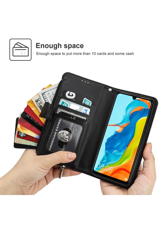 S-TOP Case For Huawei P30 Lite Microfiber Zipper Horizontal Flip Leather Case - Image 5