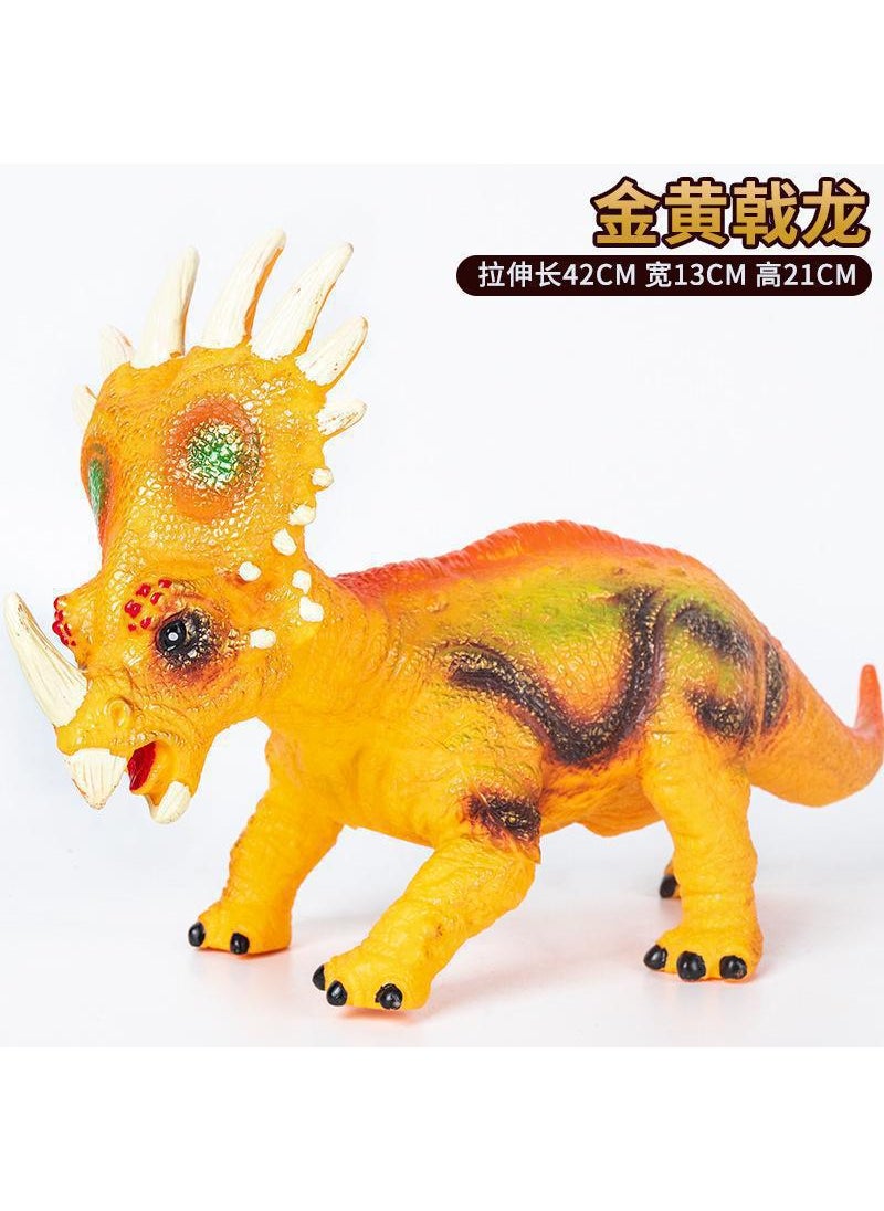 Large Sounding Dinosaurs Kids Toys Tyrannosaurus Triceratops Soft Rubber Model Gold Halodragon 