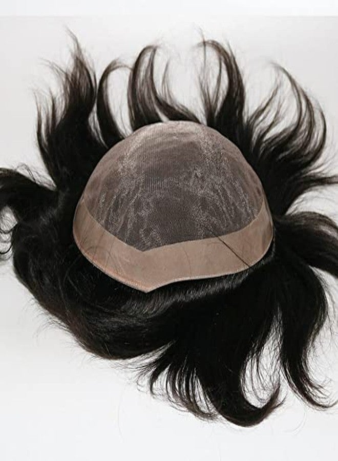 Flushia Men's 8x6 Mono Hair Patch for Men 100% Human Hair Patch | Mono Hair Patch for Men 8x6 Hair Patch for Men 100% Human Hair Wigs, Patch (Natural Brown) - Image 2