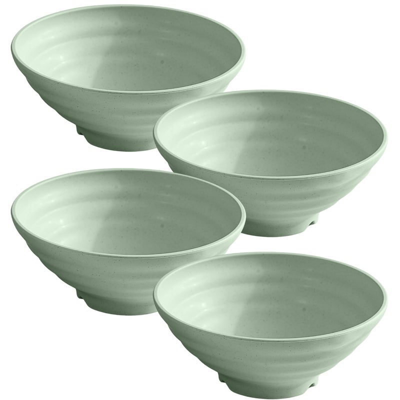 Oicia Wheat Straw Japanese Ramen Bowl Set, Noodle Soup Bowls Cereal Bowls Soup Bowls, Pho Bowls, Noodle Bowls for Kitchen Serving Bowls Extra Large Salad Bowls Set (900ml, Green, Set of 4) - Image 1