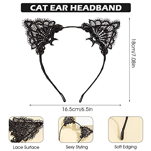 PATPAT® Set of 2 Masquerade Masks Lace Eye Mask Cat Ears Headband for Women, Halloween Mask Party Mask for Women Costume for Cosplay Carnival Party Halloween Christmas Valentine Day (Phoenix) - Image 3
