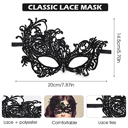 PATPAT® Set of 2 Masquerade Masks Lace Eye Mask Cat Ears Headband for Women, Halloween Mask Party Mask for Women Costume for Cosplay Carnival Party Halloween Christmas Valentine Day (Phoenix) - Image 2