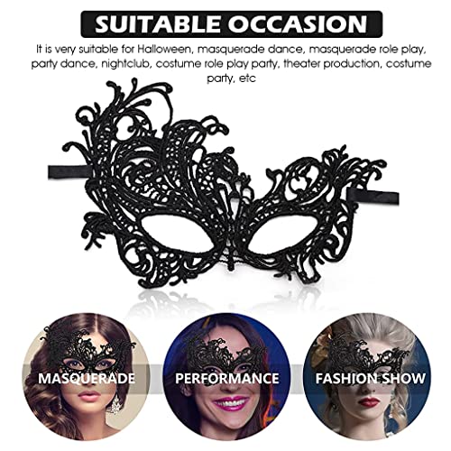 PATPAT® Set of 2 Masquerade Masks Lace Eye Mask Cat Ears Headband for Women, Halloween Mask Party Mask for Women Costume for Cosplay Carnival Party Halloween Christmas Valentine Day (Phoenix) - Image 4