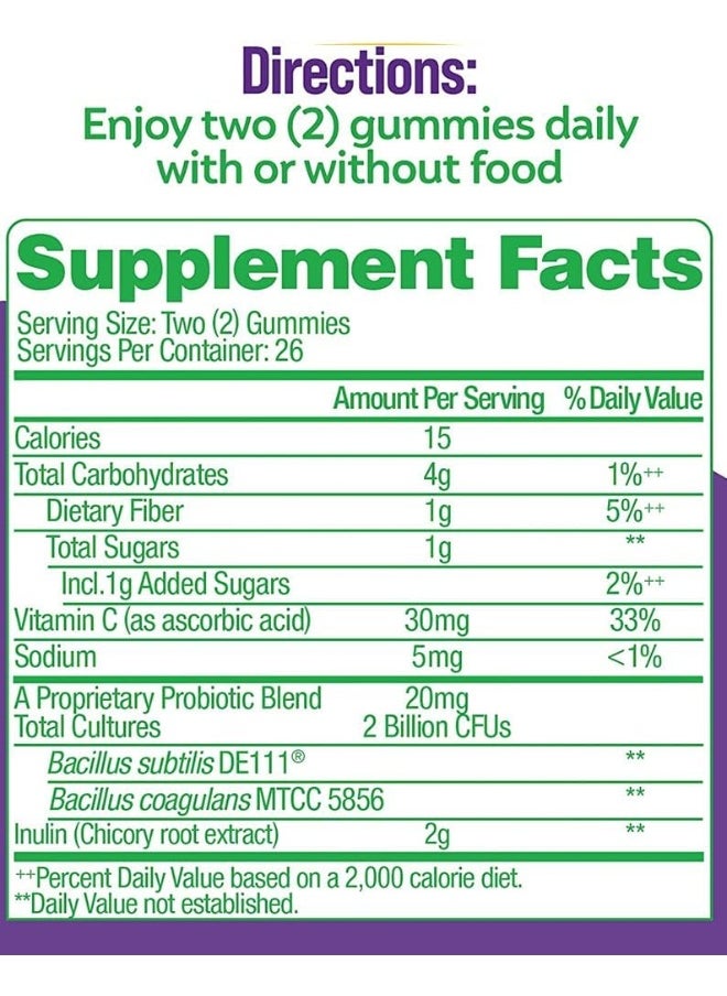 Culturelle - Daily Probiotic Gummies For Men And Women, Probiotic + Prebiotic With Vitamin C Boost, Digestive + Immune Support*, Gluten Free, Non-Gmo, Mixed Berry Flavor, 52 Count - Image 1