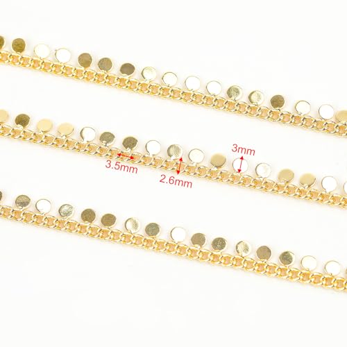 YOUBEIYEE 9.8 Feet 18K Gold Plated Brass Jewelry Chains Bulk Twisted Curb Link Chain Roll Shiny Sequin Waist Chain DIY for Women Jewelry Supplies Findings - Image 3