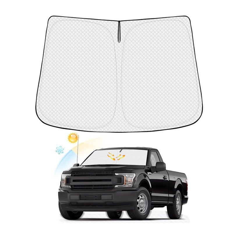 Canvcle Windshield Sun Shade for 2017-2022 Ford Super Duty F250 F350 F450 F550 Thicken 6-Layer Foldable Front Window Sunshade Sun Visor Protector Block UV Rays Keep Vehicle Cool - Image 1