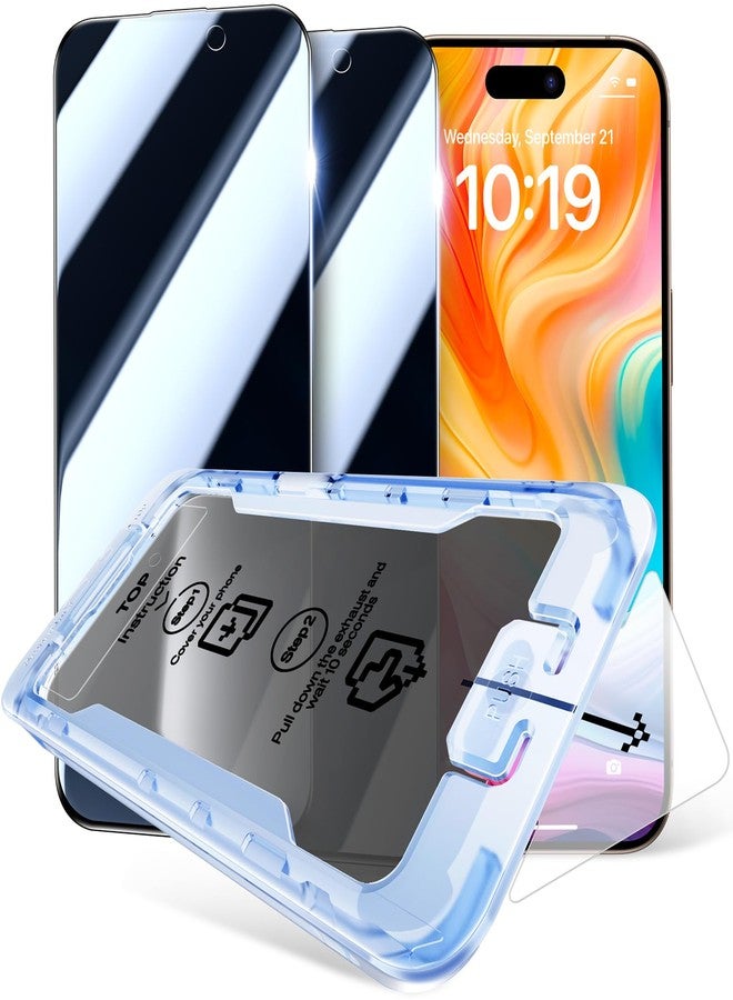 SMARTDEVIL for iPhone 15 Privacy Screen Protector 2 Pack 28° Anti Spy 9H+ Tempered Glass Military-Grade Drop Protection Easy Installation Shockproof Full Edge Coverage - Image 1