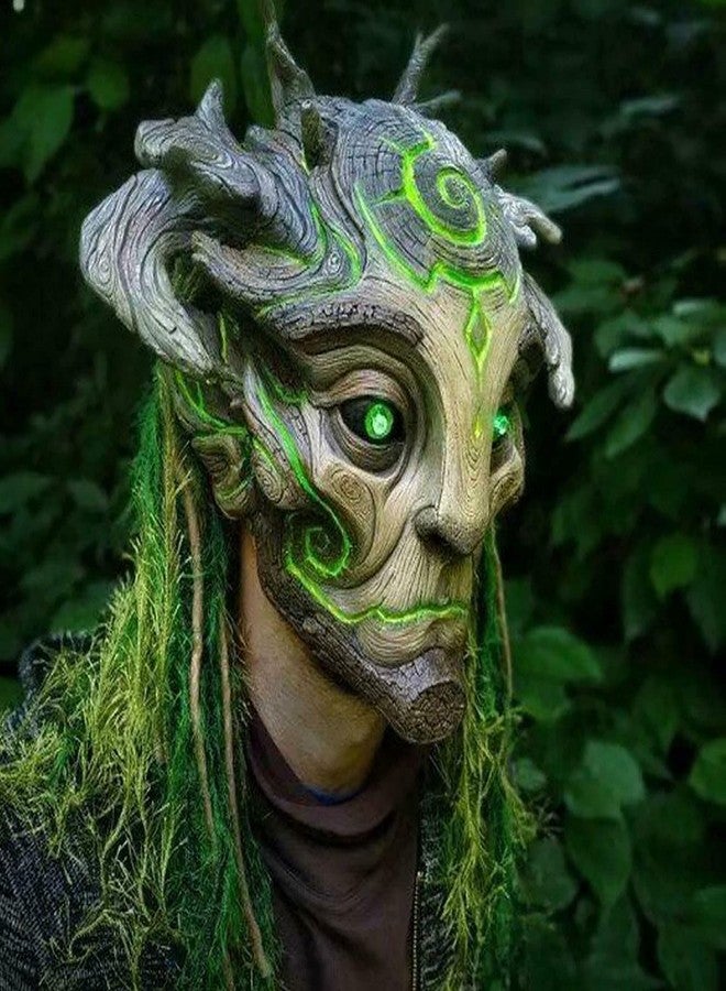 كافيلي قناع CAFELE Forest Spirit Elf LED مع غطاء للرأس، قناع تنكري واقعي من اللاتكس لحفلات الهالوين وأزياء تنكرية بدعامات الحفلات (LED) - Image 2