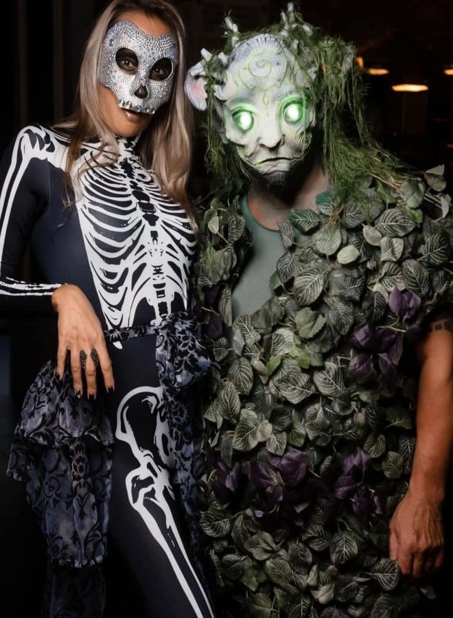 كافيلي قناع CAFELE Forest Spirit Elf LED مع غطاء للرأس، قناع تنكري واقعي من اللاتكس لحفلات الهالوين وأزياء تنكرية بدعامات الحفلات (LED) - Image 4