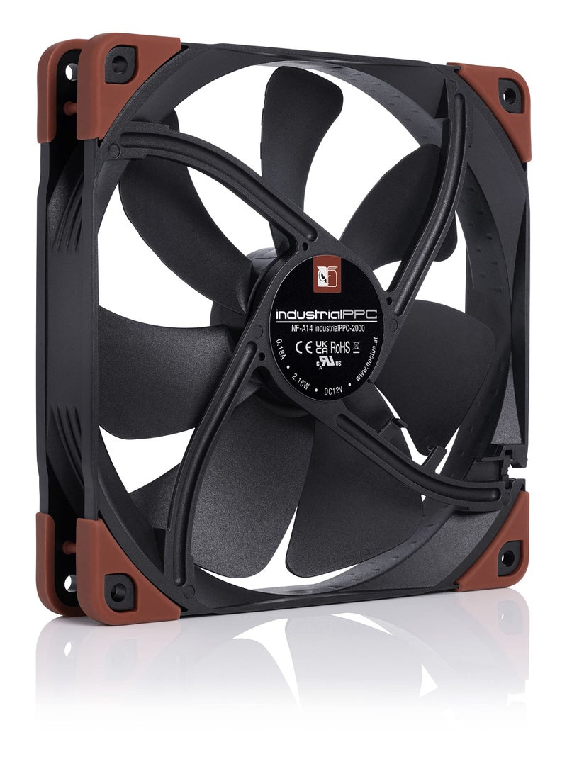 Noctua NF-A14 iPPC-2000, Heavy Duty Cooling Fan, 3-Pin, 2000 RPM (140mm, Black) - Image 2