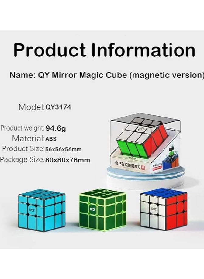 QiYi QY Toys Magnetic Mirror Cube 3x3x3, M Black, No Stickers, Magnetic Mirror Speed Cube with Enhanced Play (Magnetic Black)  - Image 4