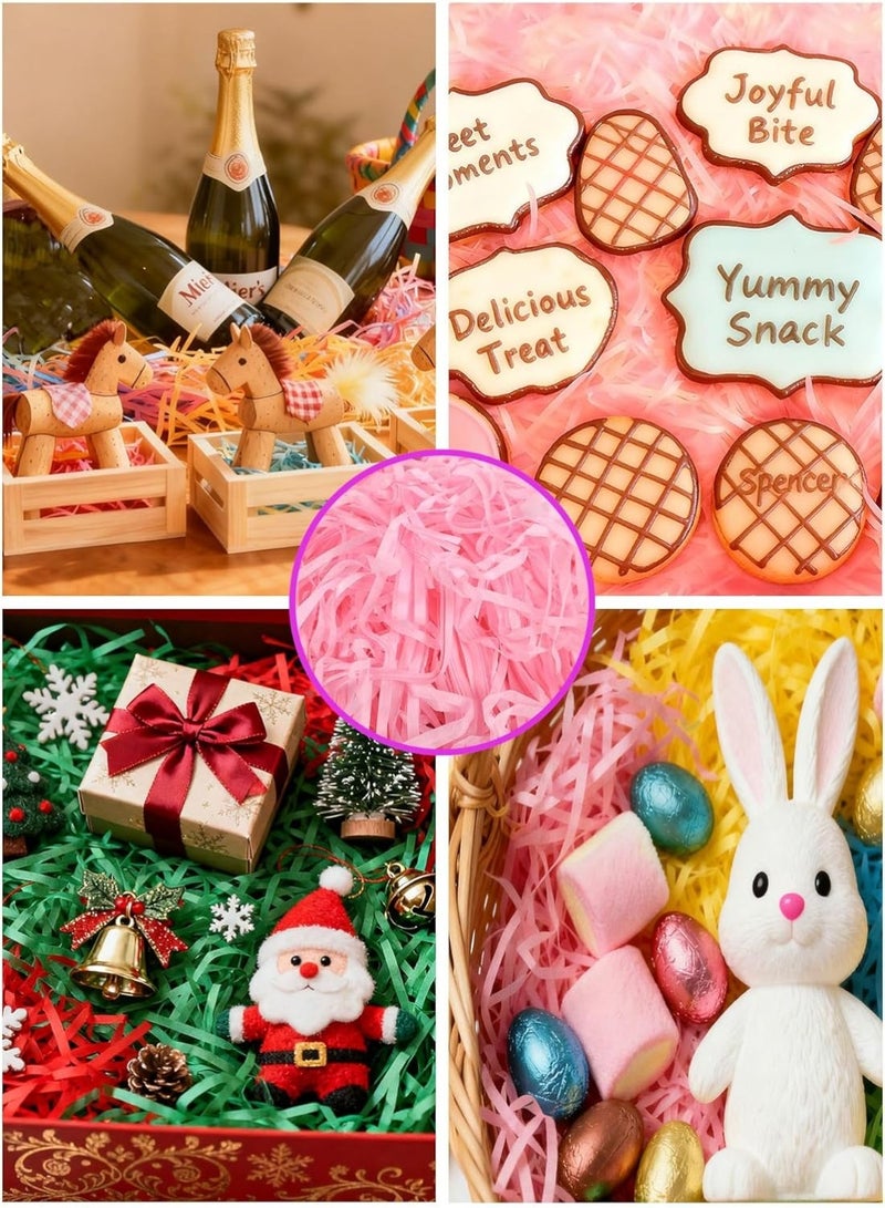 100 gram Raffia Paper Shreds Strands Eco friendly Shredded Crinkle Confetti Crinkle Cut Paper Filling Shredded Paper for Hamper Gift Box Filling(pink） - Image 4
