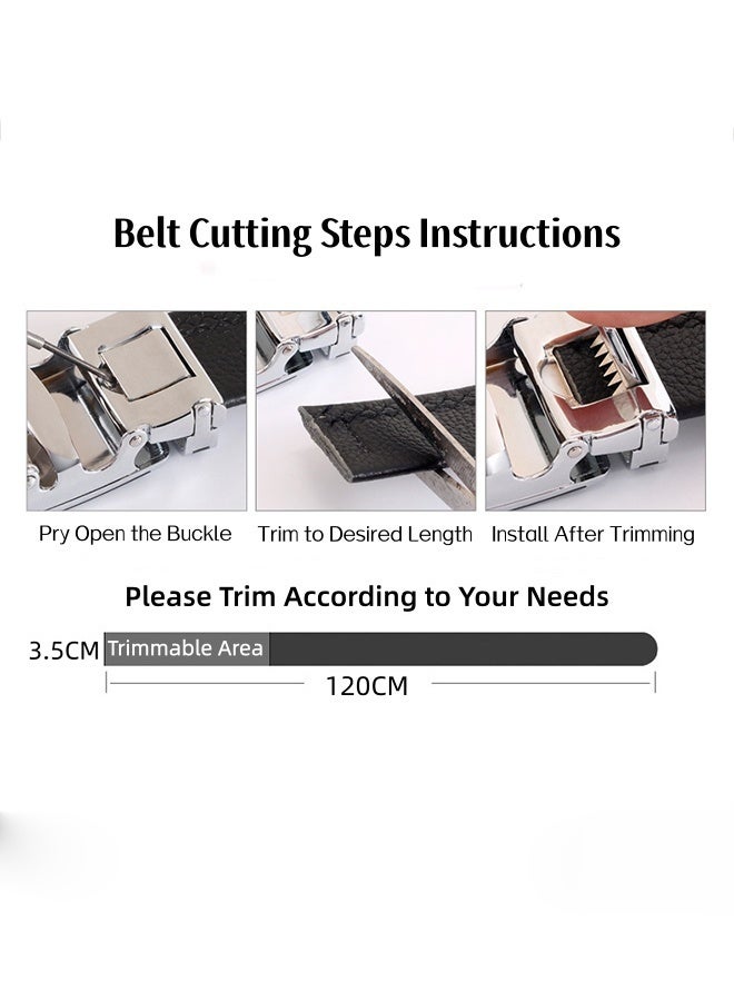Ratchet Men Leather Belt, Dress Leather Belt for Men Comfort Click , Adjustable Full Size Genuine Leather Belt with Automatic Buckle, Multi-Scene Versatile Dress Belt to Mens Dress Shoes (V-120cm) - Image 3