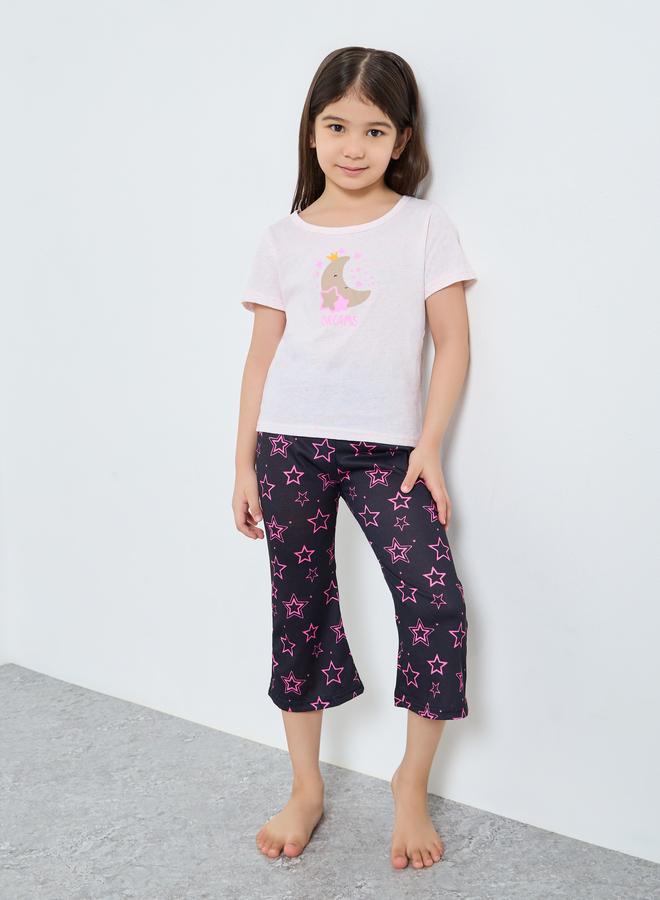 تايك تو طقم من بنطال وتيشيرت بطبعة جرافيك - Image 1