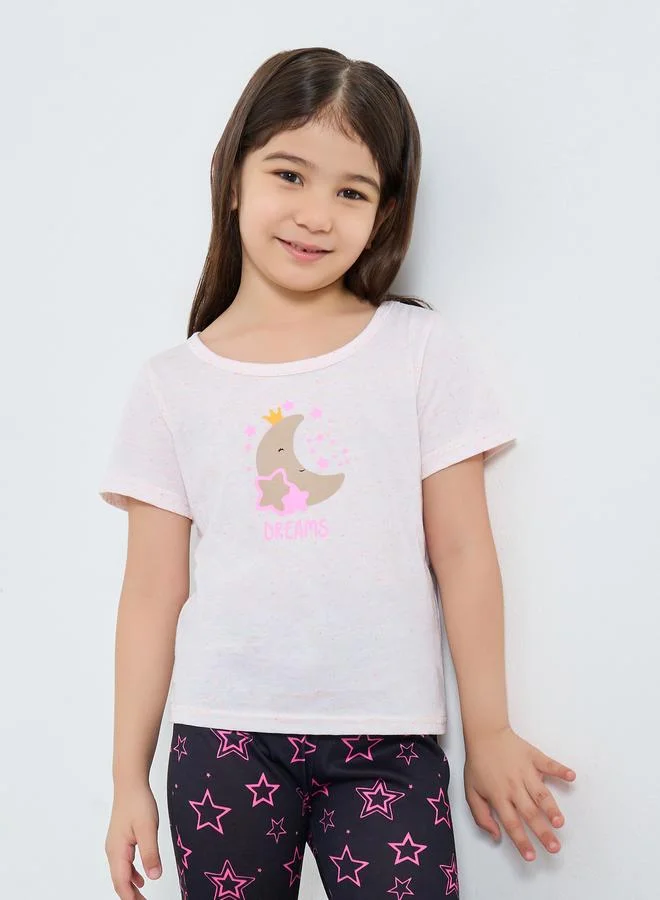 Take Two Take Two Girls Graphic Print T-Shirt and Flare Pants Set