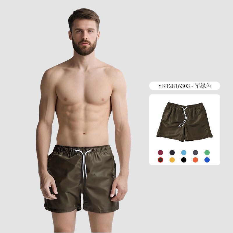 Men''s Peach Skin Velvet Solid Color Four-Point Size Loose Lined Summer Swimming Surfing Seaside Vacation Beach Pants Wholesale - Image 1
