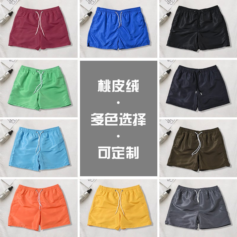 Men''s Peach Skin Velvet Solid Color Four-Point Size Loose Lined Summer Swimming Surfing Seaside Vacation Beach Pants Wholesale - Image 4