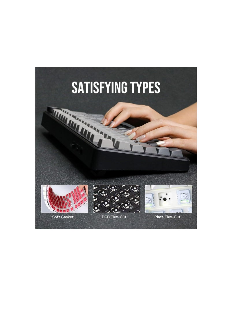 Aula F99 PRO Wireless Gaming Keyboard, Hot Swappable Custom,2.4GHz/Type-CBT5.0 with 8000mAh Battery, RGB Backlit (Black Gradient)