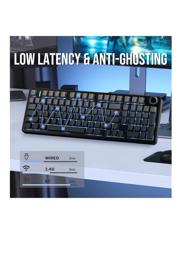 Aula F99 PRO Wireless Gaming Keyboard, Hot Swappable Custom,2.4GHz/Type-CBT5.0 with 8000mAh Battery, RGB Backlit (Black Gradient)