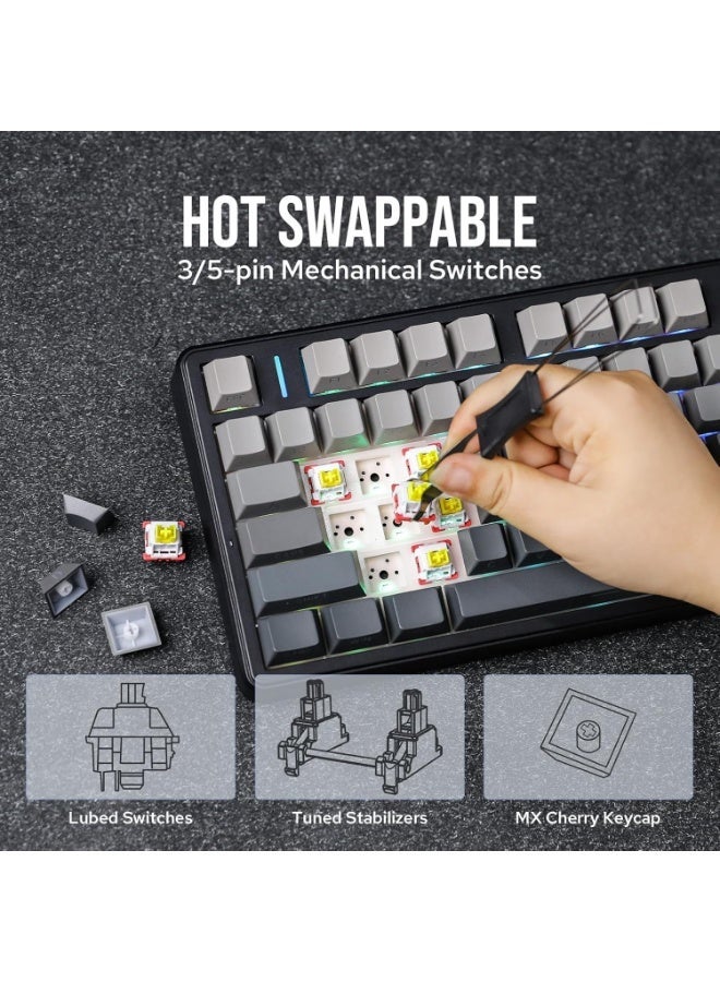 أولا AULA F99 PRO لوحة مفاتيح ألعاب لاسلكية بمفتاح Gray Wood، قابلة للتبديل السريع ومخصصة، 2.4 جيجاهرتز/Type-C/بلوتوث 5.0 مع بطارية 8000 مللي أمبير، بإضاءة خلفية RGB (رمادي متدرج + أسود) - Image 4