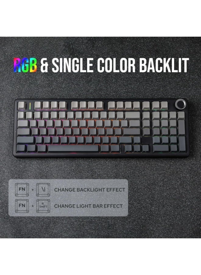 أولا AULA F99 PRO لوحة مفاتيح ألعاب لاسلكية بمفتاح Gray Wood، قابلة للتبديل السريع ومخصصة، 2.4 جيجاهرتز/Type-C/بلوتوث 5.0 مع بطارية 8000 مللي أمبير، بإضاءة خلفية RGB (رمادي متدرج + أسود) - Image 5