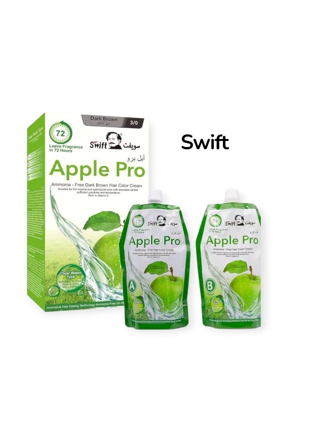Swift Ammonia Free Dark Brown Hair Color Cream 500+500 3/0