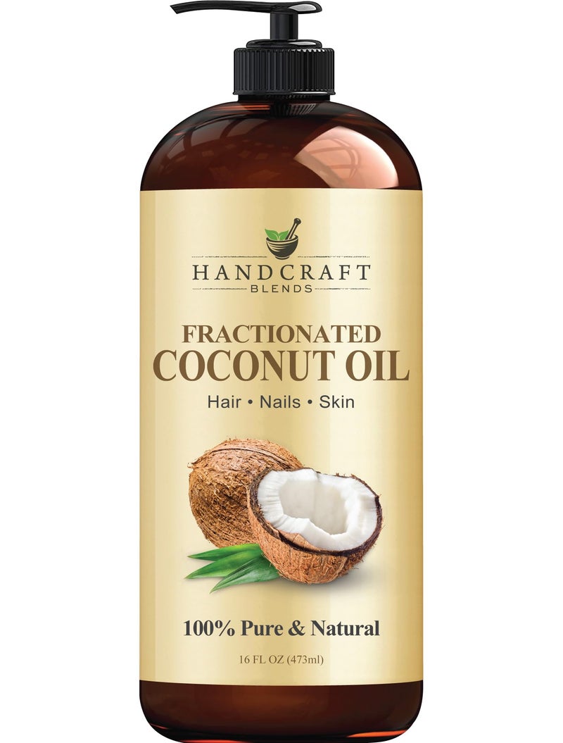 Handcraft Blends Fractionated Coconut Oil  16 Fl Oz  100 Pure and Natural  Premium Grade Carrier Oil for Skin Hair and Body  Massage  Hair Tonic