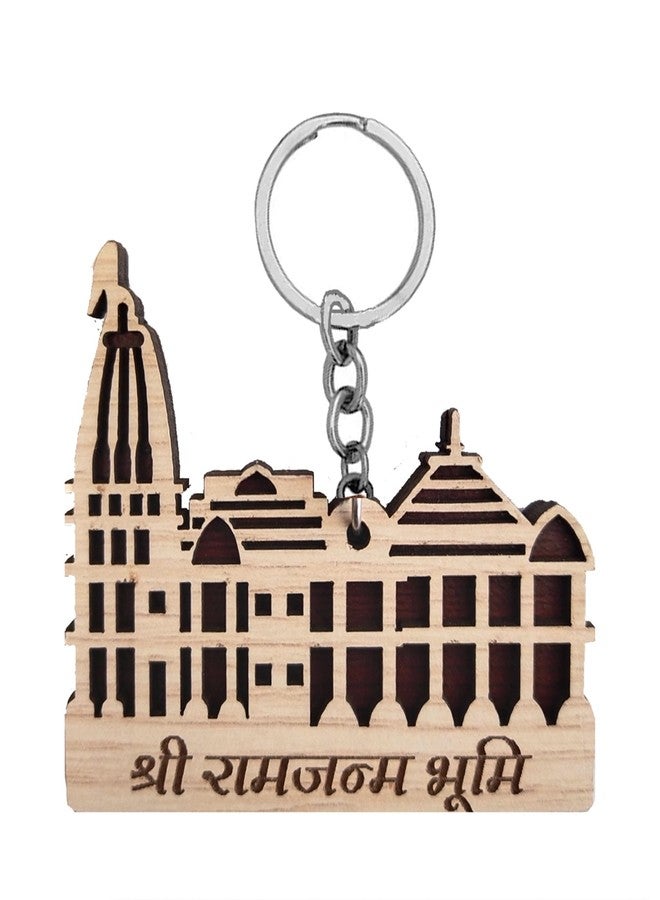 AYOSHRI Handcrafted Wooden Sri Ram Ayodhya Mandir Idol/Model Keychain Keyring Gift For Men, Women, Boys, Girls and Friends Pack Of 1 - Image 2