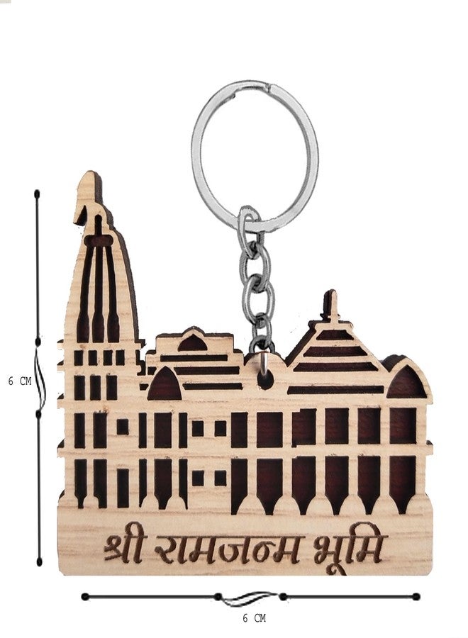 AYOSHRI Handcrafted Wooden Sri Ram Ayodhya Mandir Idol/Model Keychain Keyring Gift For Men, Women, Boys, Girls and Friends Pack Of 1 - Image 3